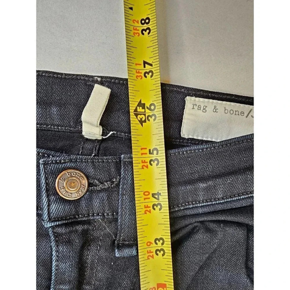 Rag & Bone Size 24X28 Women Black High Rise Skinny Embroidered Pocket Logo Jeans - Picture 12 of 16